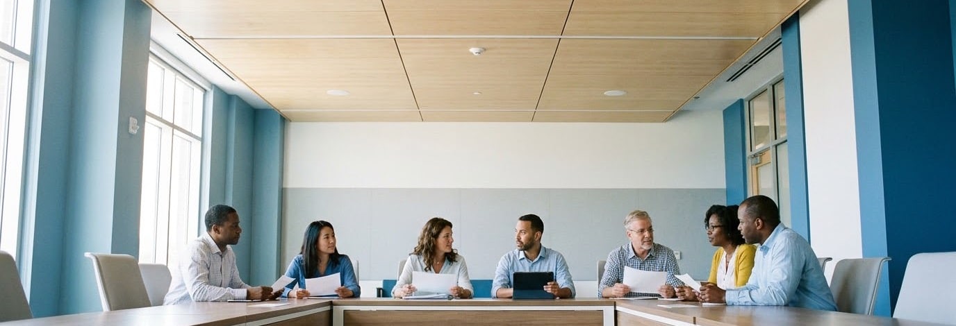 Group of educators in a meeting around a table